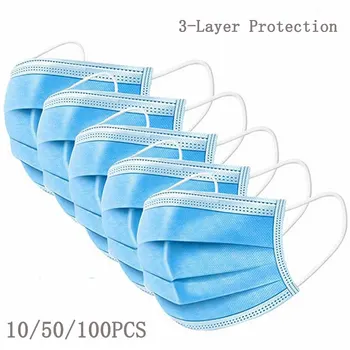 

Protective Masque 3 Layer Non-woven Face Mask Thickened Disposable Mouth Caps Dust Filter Safety Mask Mascarillas Mascherine