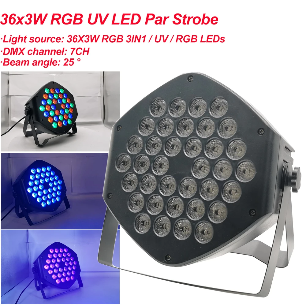 Светодиодный стробоскоп 36x3 Вт DJ светодиодный RGB UV Par Светильник s RGB 3в1 моющийся диско-светильник DMX контроллер эффект для малого Paty KTV сценический ночной Светильник