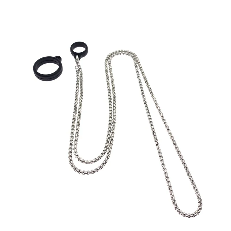 

50pcs Metal Square Pearl Chain Necklace Vape Lanyard+2 Rings silicone Rubber Band for 13-32mm Vapepod Vape Pen Kit