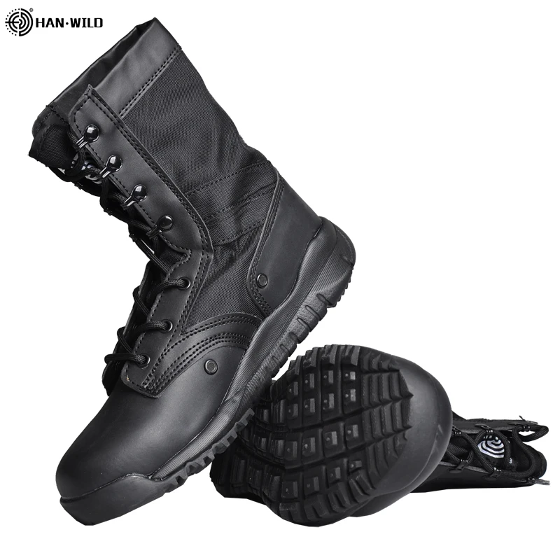 HAN WILD Military Tactical Mens Boots Special Force Leather Desert Combat Ankle Boot Army Work Men'S Shoes Plus Size 36-47 |