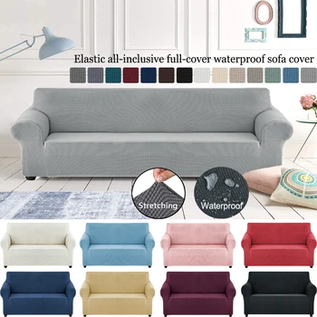 

Waterproof Stretch Non-slip Sofa Cover Sets 1/2/3/4 Seater Couch Cover Furniture Protector Living Room Solid Color Cushion Cover