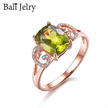 

Bali Jelry Ring 925 Silver Jewelry Geometric Created Peridot Zircon Gemstone Accessories Open Ring for Women Wedding Engagement