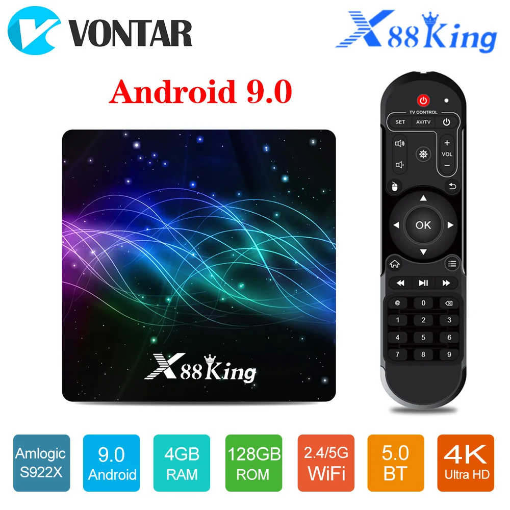ТВ приставка 2020 X88 King Amlogic S922X Android 9 0 4 Гб RAM 128 Dual Wifi BT5.0 4K Google Play Store Youtube