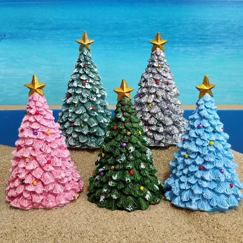 Handmade Miniature Christmas Tree Resin Figurines Crafts Ornament For Kids Christmas Gifts