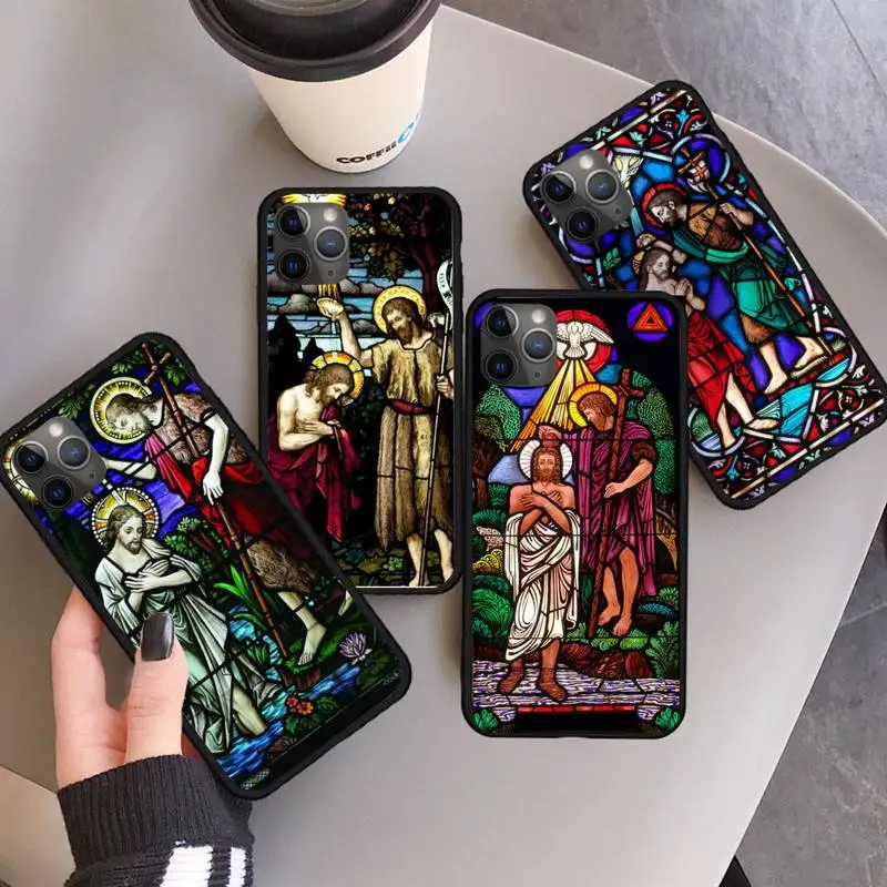 Чехол для телефона с изображением крестины Иисуса в стиле ретро iphone 12 11 13 7 8 6 s plus x