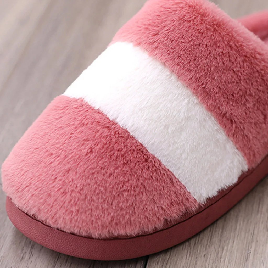 Color matching wool unisex cotton slippers Non-slip solid color indoor flat heel Slippers Breathable Sweat-Absorbing Slippers