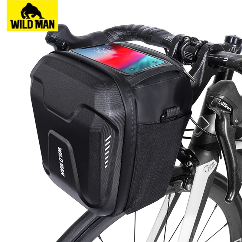 

WILD MAN Rainproof Bike Front Bag Multifunctional Bicycle Handlebar Bag Cycling Head Bag Bycicle Accessories Storage Capacity 3L