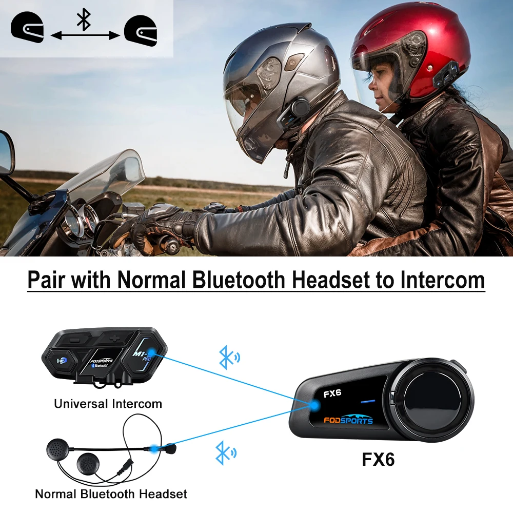Fodsports FX6 мотоциклетный шлем Bluetooth Интерком Мото гарнитура 1000 м 6 Rider BT 5 0 интерфон