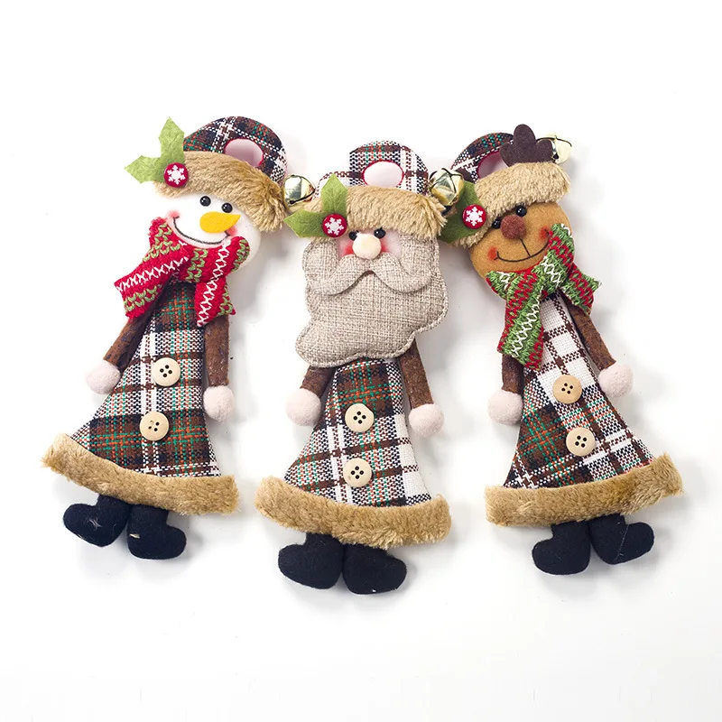 Christmas Tree Decoration Plaid Santa Claus Snowman Elk Cloth Doll Ornaments Pendant Xmas Decorations for Home | Дом и сад