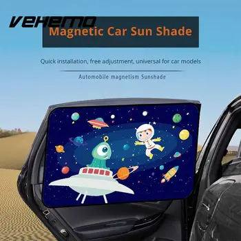 

Vehemo Pattern Anti-UV Car Curtain Heat Proof Magnetic Curtain Funny Automotive Interior Side Window Sunscreen Car Styling