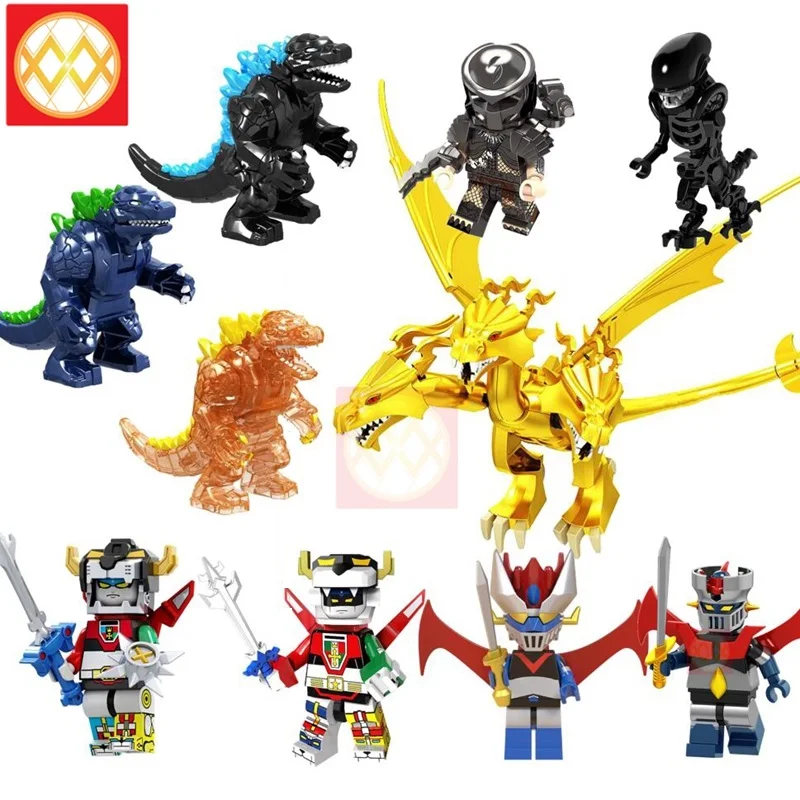 

GXL050 King Ghidorah Three Head Dragon Alien Predator Voltron Mazinger Z Building Blocks Bricks Toys For Children Gift