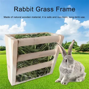 

Small Animals Feeding Rabbit Hay Feeder Rack Wooden Feeding Grass Shelf For Guinea Pig Dishes Pet Accessories 15*15*8cm
