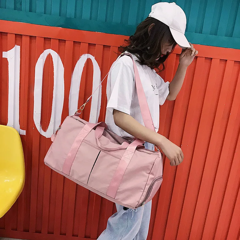 

2019 New Style Wet And Dry Separation WOMEN'S Bag Can Be Set Bar Solid Color Travel Bag Europe And America Style Shoulder Bag/ H