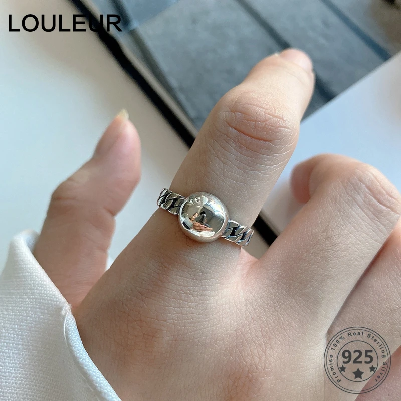 LouLeur, Настоящее серебро 925 пробы, геометрические кольца, Япония, Корея, стиль, регулируемая цепочка, кольца для женщин, модное, хорошее ювелирное изделие, подарки