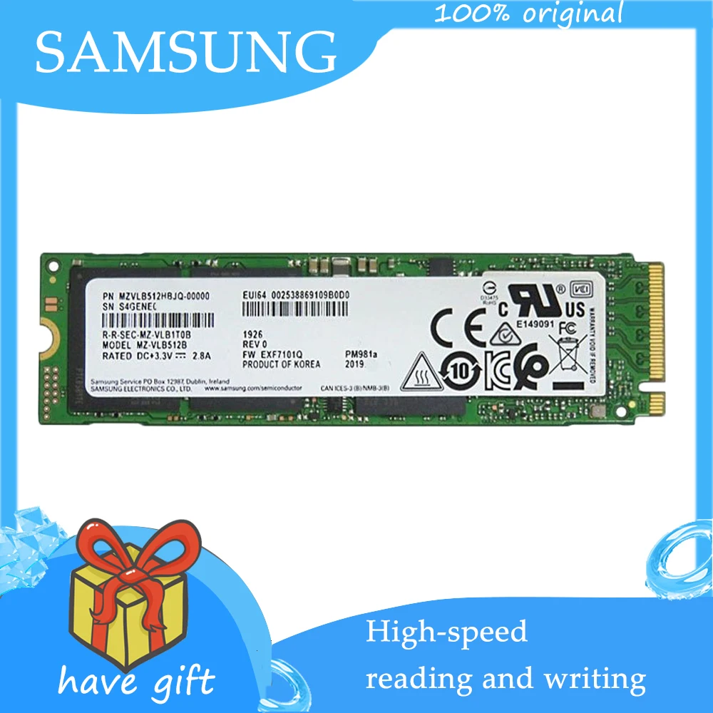  SAMSUNG PM981A M.2 SSD 256 ГБ 512 ГБ Внутренние твердотельные накопители M2 NVMe PCIe 3,0x4 ноутбук Настольный SSD 