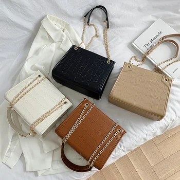 

NEW-Retro Crocodile Pattern Women Handbag Fashion Luxury PU Leather Shoulder Bag Chain Messenger Bag Tote Bag