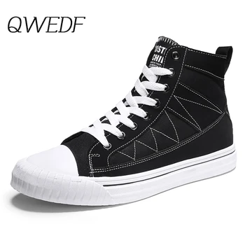 

QWEDF 2019 Men's Vulcanize Shoes Men Spring Autumn Top Fashion Sneakers Lace-up High Style Solid Colors Man Shoes Z2-77