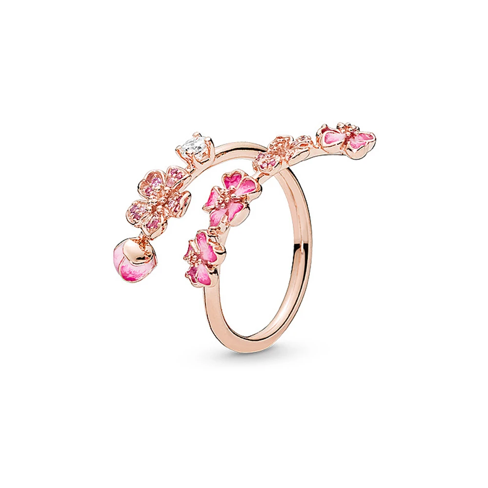 Pandora anillo abierto con flor de melocotón brillante para mujer, mezcla  de Metal chapada en oro rosa, regalo Original para niña, joyería de  lujo|Anillos| - AliExpress