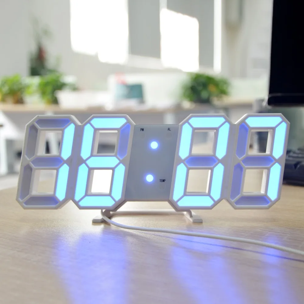 Цифровой электронный 3d-будильник светодиодный USB-будильник красный синий