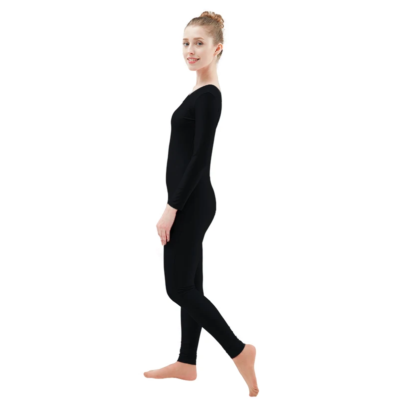 Ensnovo женский s спандекс боди длинный рукав, для йоги Unitard для девочки гимнастика, танцы балетный костюм боди для женщин черный костюм