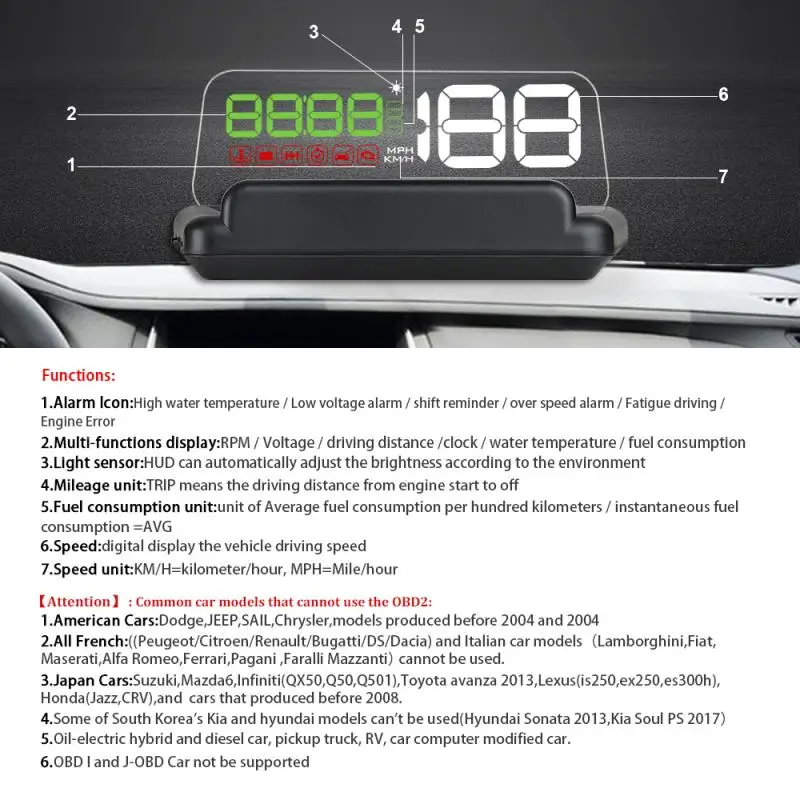 C500 Head Up дисплей HUD автомобиль Head Up Дисплей подвеска многофункциональный проектор GM