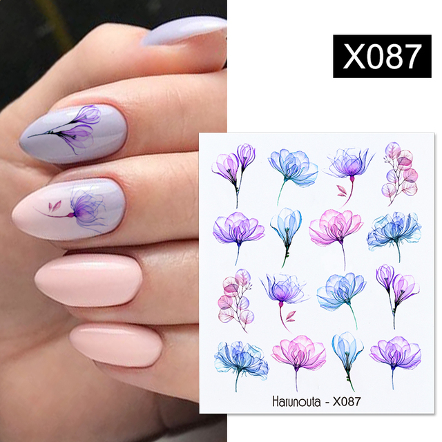 1 Sheet Nail Water Decals Transfer Lavender Spring Flower Leaves Nail Art Stickers Nail Art Manicure DIY