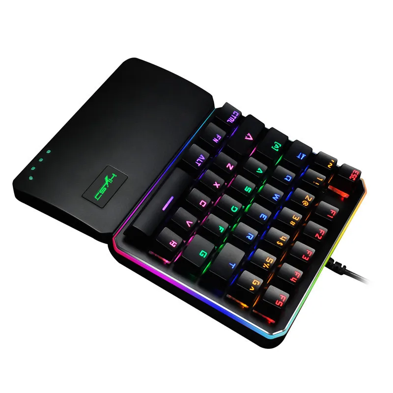 Ручная клавиатура 35 клавиш RGB несколько режимов подсветки HXSJ игровая для одной