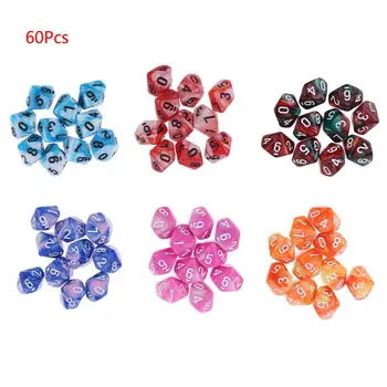 

60pcs/set 10 Sided D10 Polyhedral Dices Numbers Dials Desktop Table Board Game