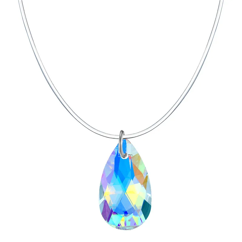 Dayoff-Fashion-Geometric-Teardrop-Brightly-Pendant-Necklaces-for-Women-Jewelry-Clear-Fishing-Line-Invisible-Choker-Collar