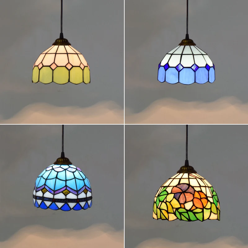 Mediterranean Style Pendant Lights Glass Shade Modern Color Led Lamp Bedroom Home Hanging Lighting Fixtures Blue Green | Лампы и