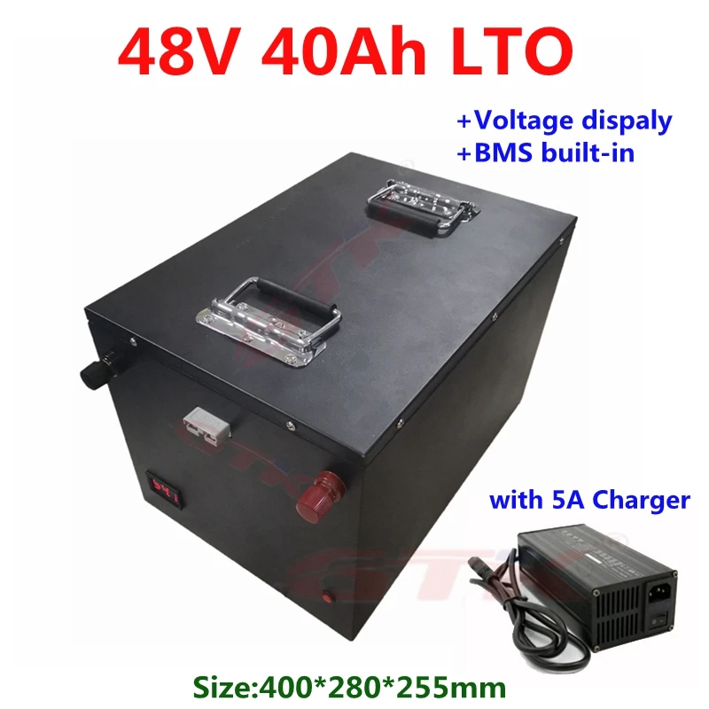 

20000 cycles LTO 48V 40Ah Lithium titanate battery pack 48V with BMS for ebike motorcycle inverter solar system +5A Charger
