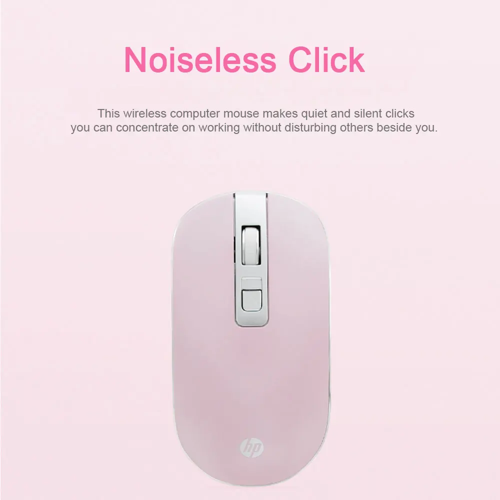 Розовая Беспроводная Бесшумная Мышь HP Kawaii милая облегающая мышь для девочек 1600