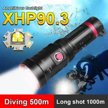 

Newest IPX8 Waterproof Profession XHP90.3 Diving Flashlight Super Bright Scuba Diving Led torch Rechargeable Underwater Lantern
