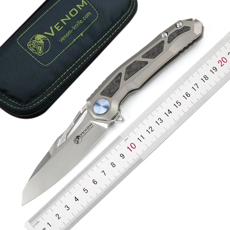 Venom Nightmare Kevin John M390 Blade Titanium Handle Flip Folding Knife Ball Bearing Rescue Camping Hunting EDC Tool | Инструменты