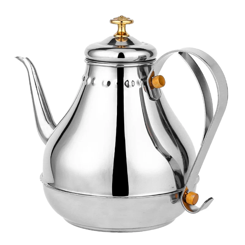 1.8L/1.2L Stainless Steel Teapot Golden Silver Pot With Filter Palace Tea Kettle Long Mouth Water Kettle tea kettle