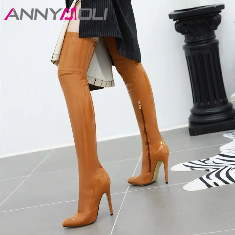 narrow thigh high boots