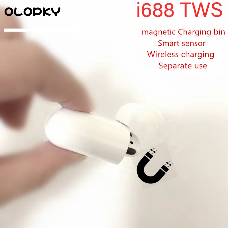 

New i688 TWS magnetic Charging bin Separate use Wireless Earphone Wireless Charging with sensor PK i1000 i200 i9000 i10000 tws