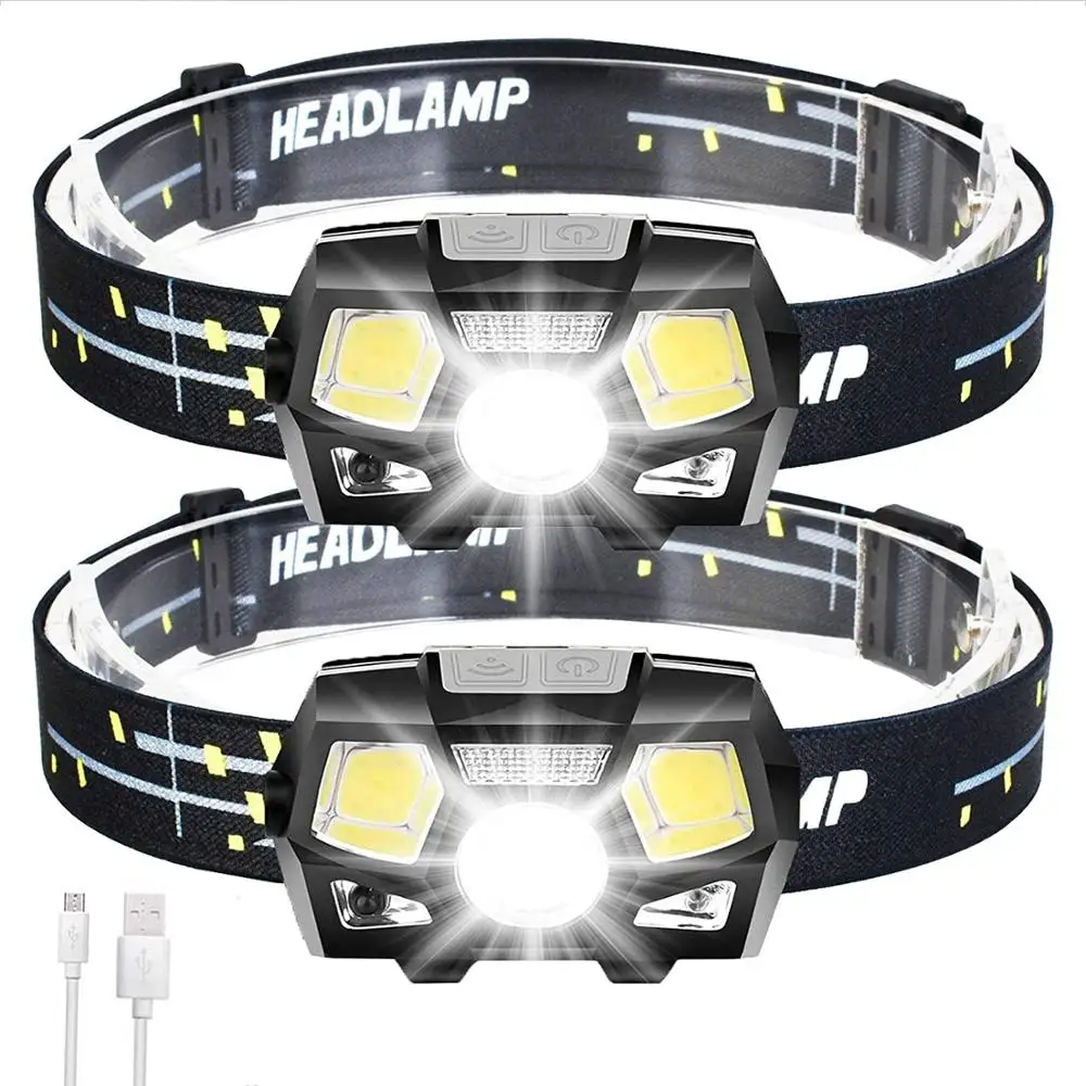 2Packs LED Headlamp Rechargeable USB Flashlights, 800 Lumens Head Lamp Headlight Headlamps with Red Light and Motion Sensor for 2Packs LED Headlamp Rechargeable USB Flashlights, 800 Lumens Head Lamp Headlight Headlamps with Red Light and Motion Sensor for