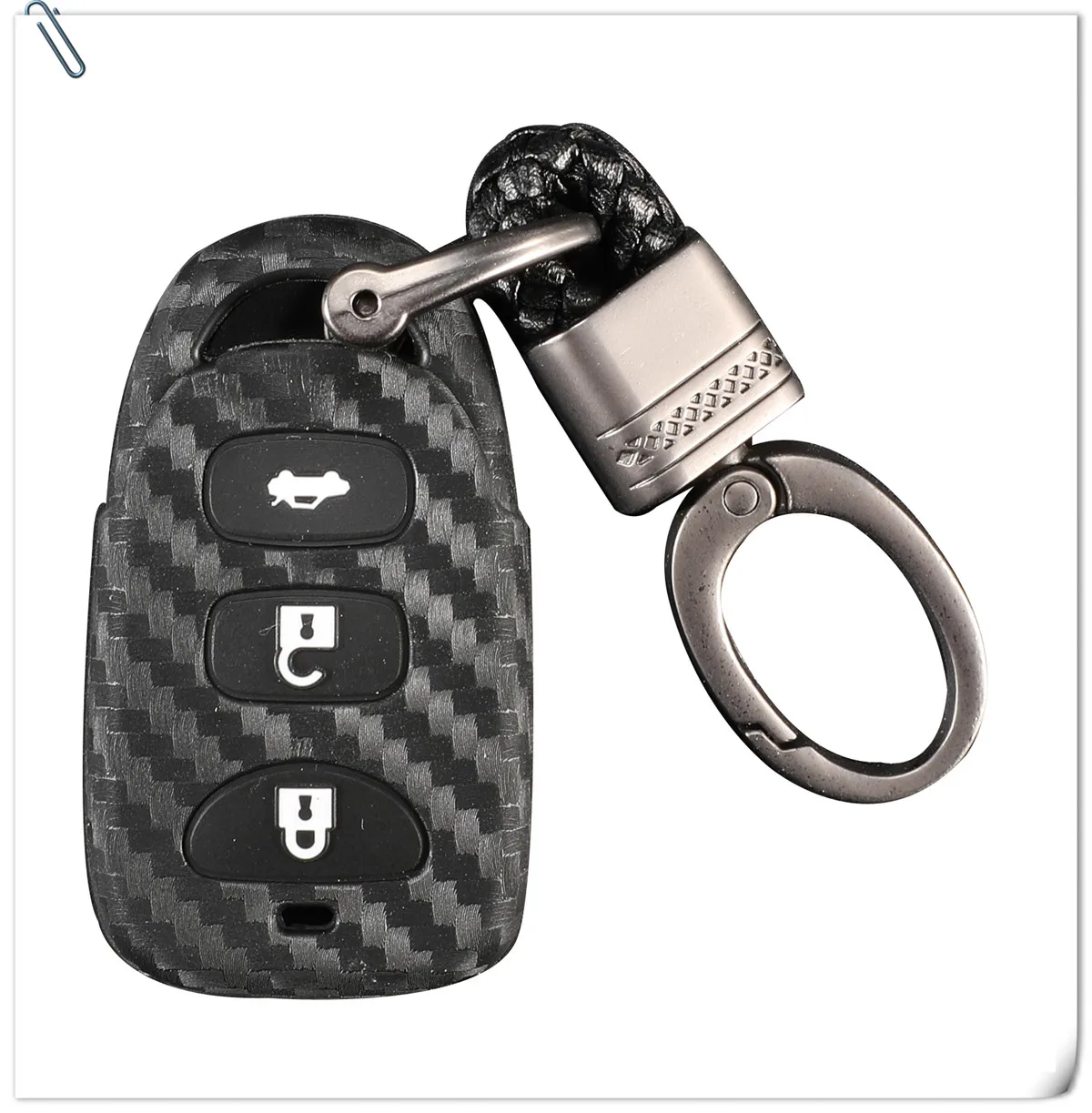 Keyforkess nuova custodia portachiavi Cover in carbonio siliconico per Hyundai Kia Carens Fob 3 1/4 pulsanti copertura chiave remota custodia Fob senza chiave - H1148a9a7de544aa2a91206ab048038cdE