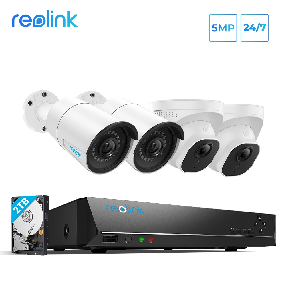 Reolink 8ch 4MP PoE NVR С Видеокамерами 2 Пули и Купола hd POE IP Камера Уличное Видеонаблюдение