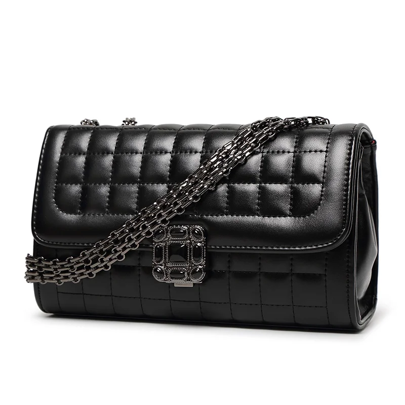 

Bags for Women Lady Luxury Brand PU Leather Flap Purses and Handbags Messenger Shoulder Metal Chains Holiday New Fashion