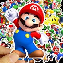 Autocollants de jeu Super Mario, 50 pièces, Graffiti voyage bagages valise téléphone ordinateur moto voiture cadeaux d'anniversaire de noël