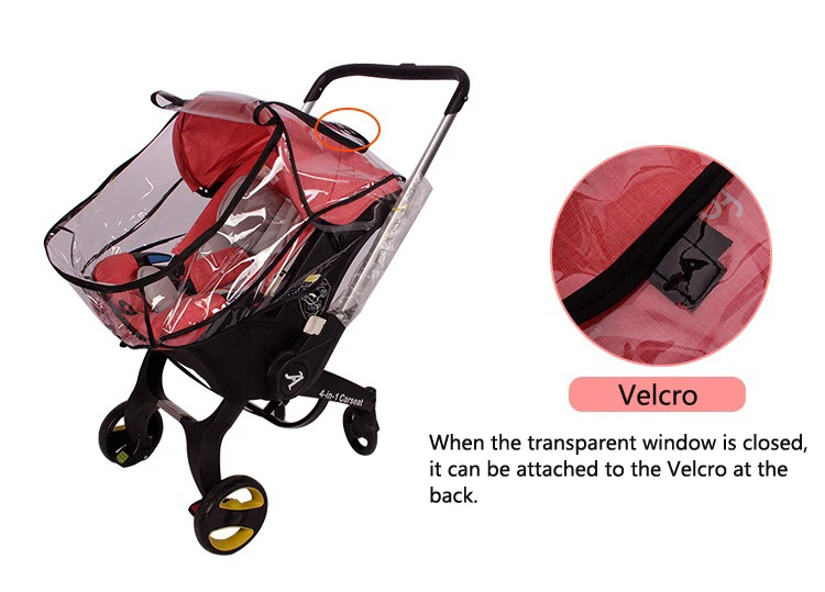 Foofoo baby carriage rain cover, car seat accessories, doona baby carriage rain cover PVC breathable double zipper windproof baby stroller cover net