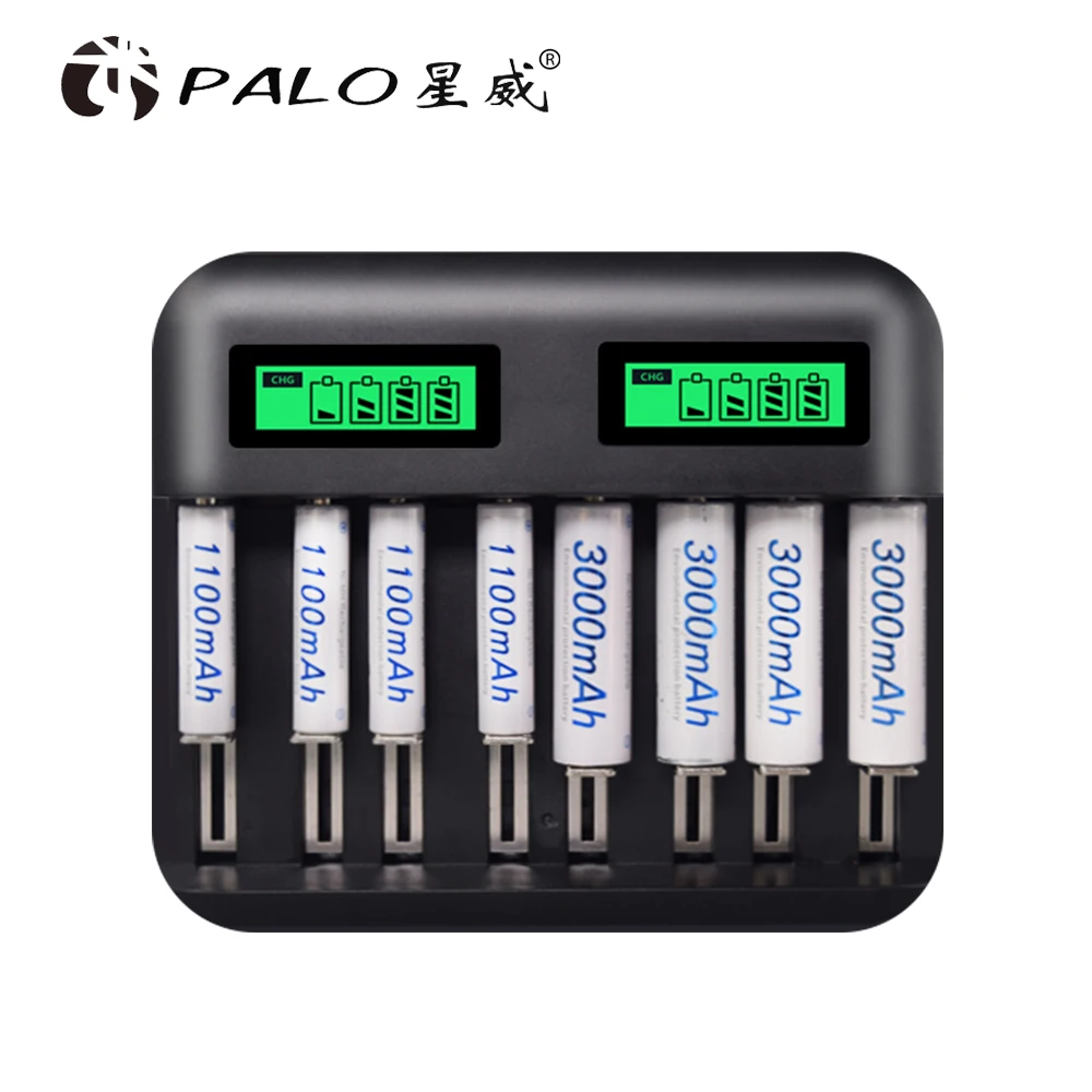 Palo Быстрая зарядка AA AAA C D зарядное устройство с ЖК-дисплеем USB быстрое зарядное устройство с 1,2 в Ni-MH AAA аккумуляторная батарея для игрушек mp4