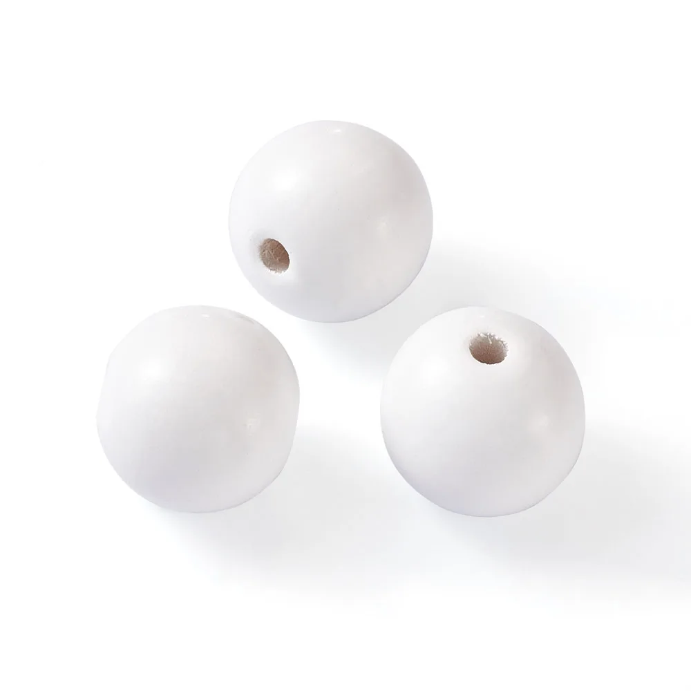 25mm 30mm Large Hole Natural White Wood Beads Spacer Round Balls for DIY Jewelry Craft Making Xmas Wooden Garland 50/100pc