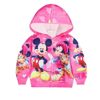 

2019 Kids Clothes Girls Jackets Hooded Zipper Coat Baby Fashion Micky Print Coat Winter Cartoon Hoodies Jacket for Girls