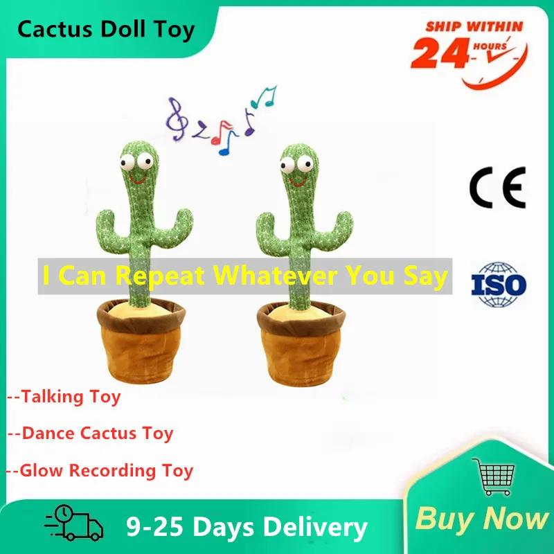 32cm Talking Toy Dance Cactus Doll Glow Recording Wriggle Dancing Sing For Kids Funny Early Childhood Education Gifts | Дом и сад