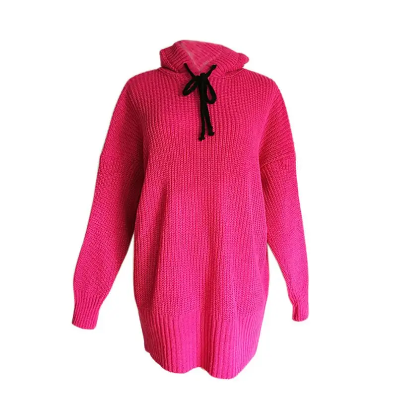 Women Knitted Hooded Sweater Long Sleeves Warm And Pullovers Loose Casual women\'s Sweaters Autumn And Winter Women Knitted Hooded Sweater Long Sleeves Warm And Pullovers Loose Casual women\'s Sweaters Autumn And Winter