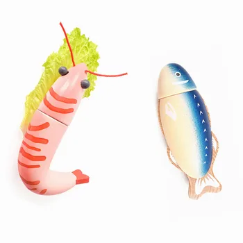 

Children Wooden Toys Pretend Play Magnetic Seafood Fish Shrimp Safety Plastic Cutting Kid Educational Toy Gifts