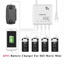 6в1 умный для DJI Mavic мини-Дрон батарея дистанционное управление зарядное устройство смарт Быстрая зарядка в то же время концентратор части USB порт